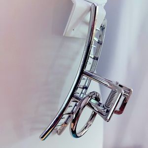 Stunning Silver Hair Clip with Scarf/Charm Ring